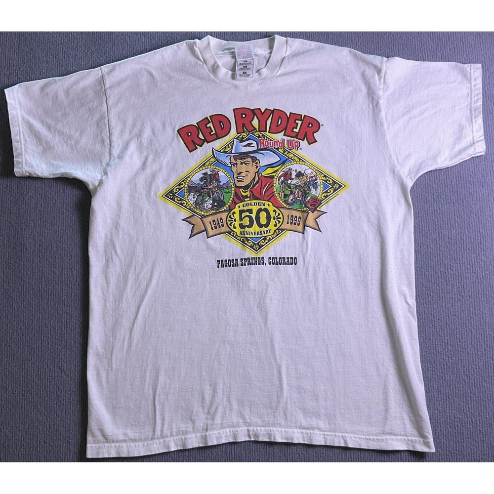 Vintage 1999 Red Ryder Round-Up Golden 50th Anniversary Front/Back T-shirt XL